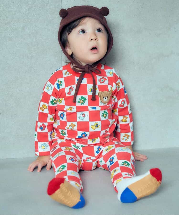 日本童裝 apres les cours x tiny bear Palette 印花長褲 70-90cm 男童款/女童款 初生嬰兒 秋季 PANTS 聖誕紅/新年紅