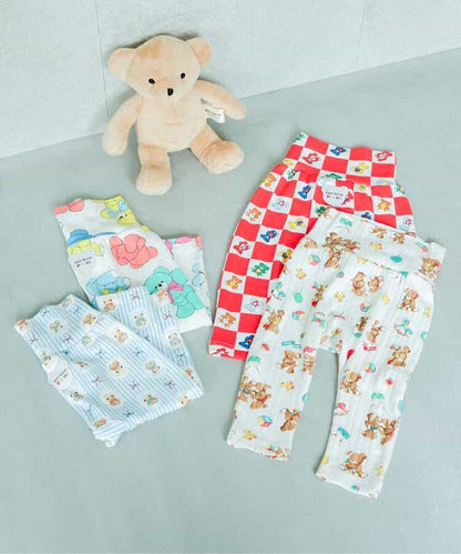日本童裝 apres les cours x tiny bear Palette 印花長褲 70-90cm 男童款/女童款 初生嬰兒 秋季 PANTS 聖誕紅/新年紅