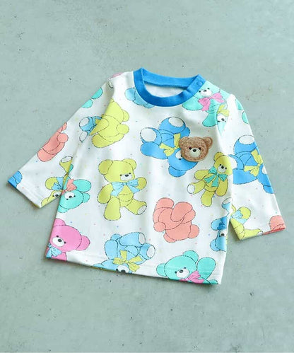 日本童裝 apres les cours x tiny bear Palette 全印花上衣 70-90cm 男童款/女童款 初生嬰兒 秋季 TOPS 聖誕紅/新年紅