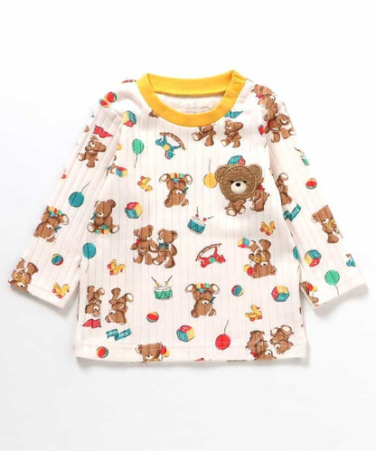 日本童裝 apres les cours x tiny bear Palette 全印花上衣 70-90cm 男童款/女童款 初生嬰兒 秋季 TOPS 聖誕紅/新年紅