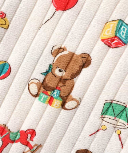 日本童裝 apres les cours x tiny bear Palette 全印花上衣 70-90cm 男童款/女童款 初生嬰兒 秋季 TOPS 聖誕紅/新年紅