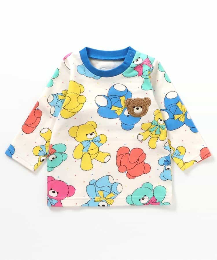 日本童裝 apres les cours x tiny bear Palette 全印花上衣 70-90cm 男童款/女童款 初生嬰兒 秋季 TOPS 聖誕紅/新年紅