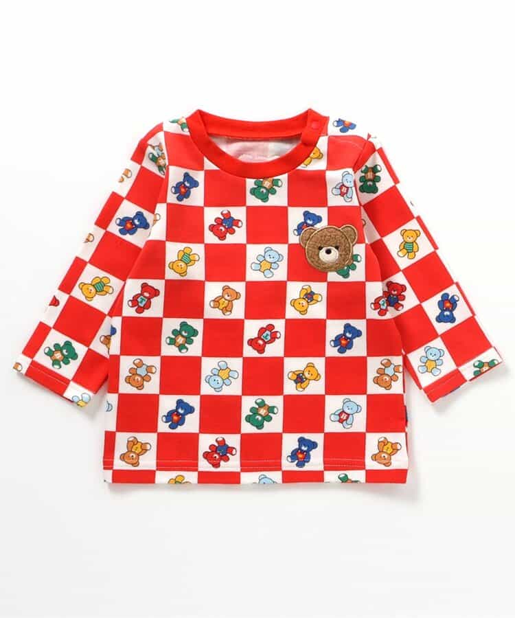 日本童裝 apres les cours x tiny bear Palette 全印花上衣 70-90cm 男童款/女童款 初生嬰兒 秋季 TOPS 聖誕紅/新年紅