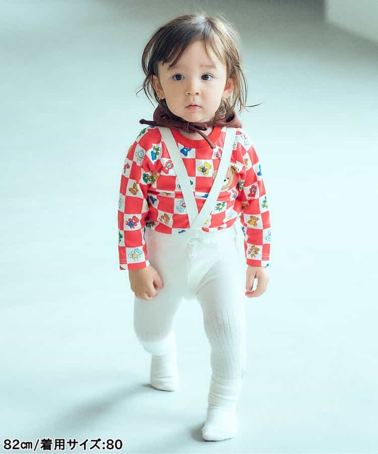 日本童裝 apres les cours x tiny bear Palette 全印花上衣 70-90cm 男童款/女童款 初生嬰兒 秋季 TOPS 聖誕紅/新年紅
