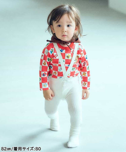 日本童裝 apres les cours x tiny bear Palette 全印花上衣 70-90cm 男童款/女童款 初生嬰兒 秋季 TOPS 聖誕紅/新年紅