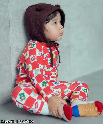 日本童裝 apres les cours x tiny bear Palette 全印花上衣 70-90cm 男童款/女童款 初生嬰兒 秋季 TOPS 聖誕紅/新年紅