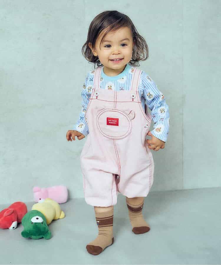 日本童裝 apres les cours x tiny bear Palette 全印花上衣 70-90cm 男童款/女童款 初生嬰兒 秋季 TOPS 聖誕紅/新年紅