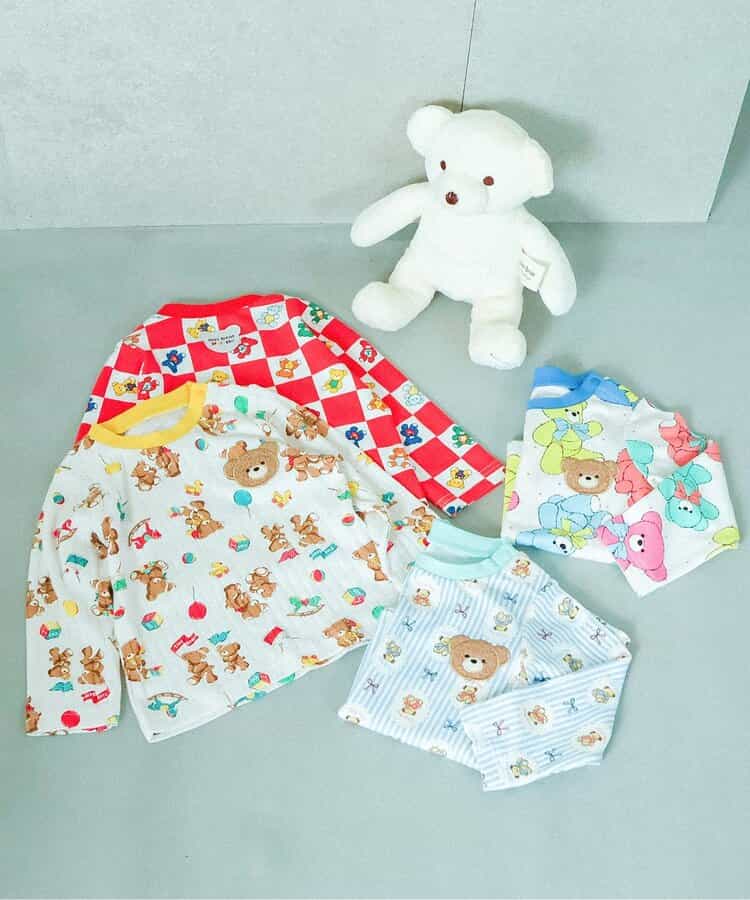 日本童裝 apres les cours x tiny bear Palette 全印花上衣 70-90cm 男童款/女童款 初生嬰兒 秋季 TOPS 聖誕紅/新年紅