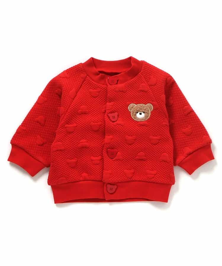 日本童裝 apres les cours x tiny bear Palette 提花外套 70-90cm 男童款/女童款 初生嬰兒 秋季 OUTERWEAR 聖誕紅/新年紅