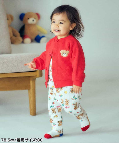 日本童裝 apres les cours x tiny bear Palette 提花外套 70-90cm 男童款/女童款 初生嬰兒 秋季 OUTERWEAR 聖誕紅/新年紅