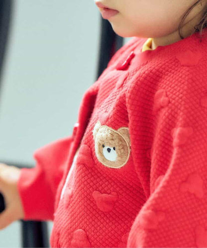 日本童裝 apres les cours x tiny bear Palette 提花外套 70-90cm 男童款/女童款 初生嬰兒 秋季 OUTERWEAR 聖誕紅/新年紅