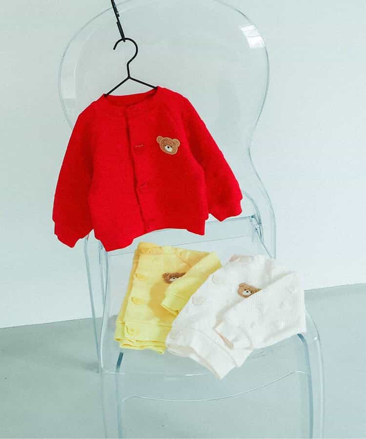日本童裝 apres les cours x tiny bear Palette 提花外套 70-90cm 男童款/女童款 初生嬰兒 秋季 OUTERWEAR 聖誕紅/新年紅