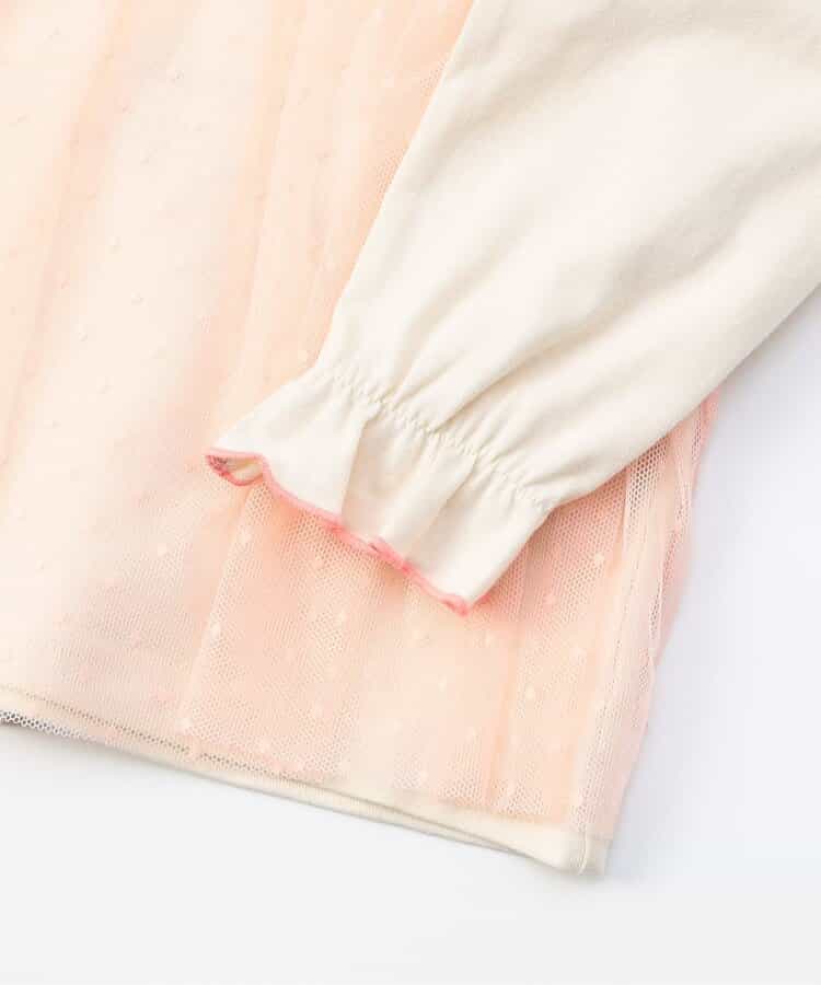 日本童裝 BREEZE 薄紗假兩件上衣 90-140cm 女童款 秋季 TOPS 聖誕紅/新年紅