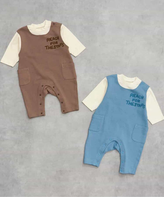 日本童裝 BREEZE 假兩件連衣 70-80cm 男童款 初生嬰兒 秋季 Jumpsuit