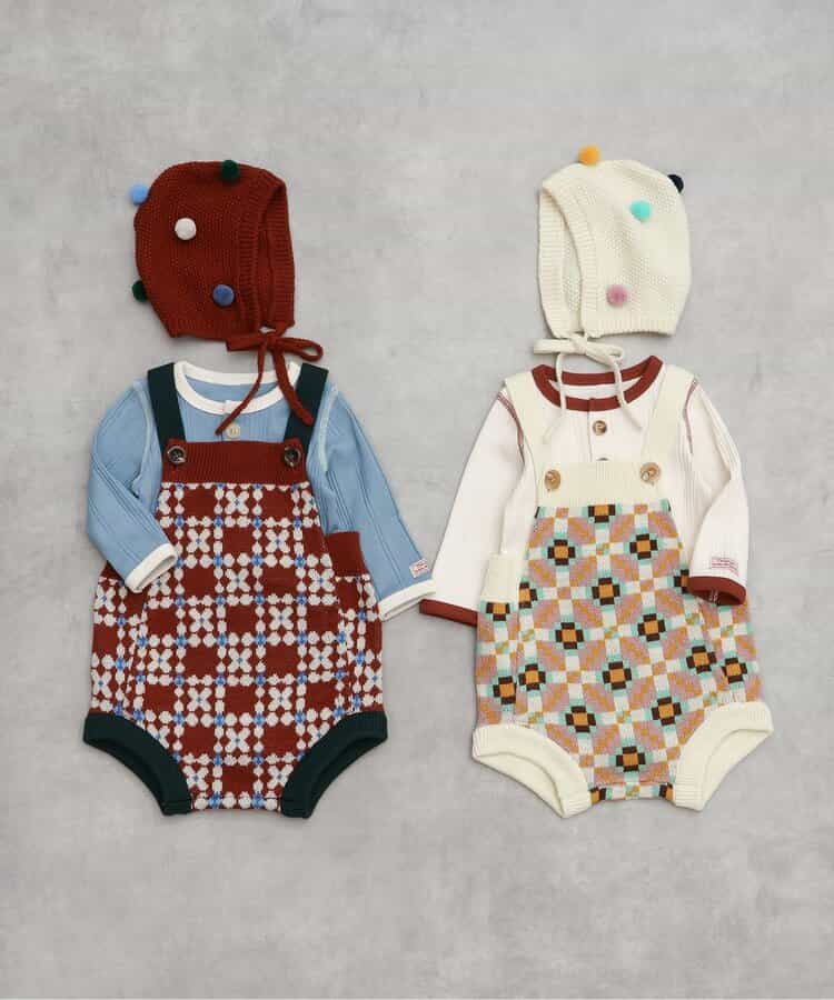日本童裝 BREEZE 針織提花連身褲 70-80cm 男童款/女童款 初生嬰兒 秋季 Jumpsuit