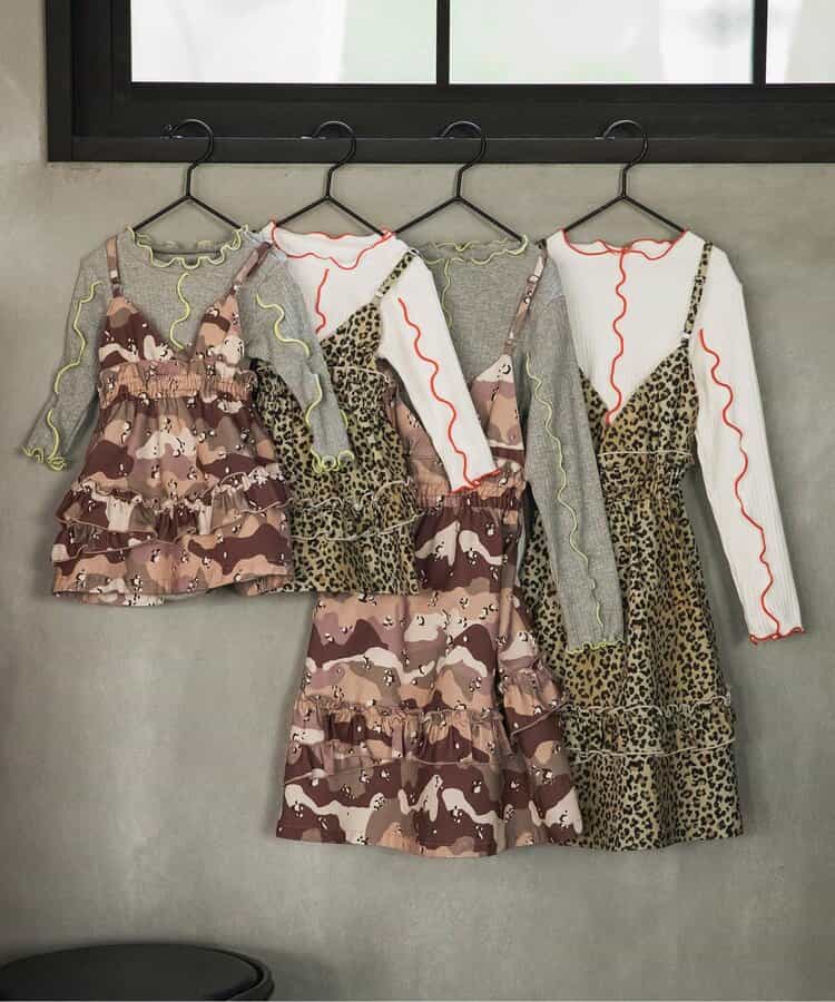 日本童裝 BREEZE 迷彩/豹紋兩件式連身裙 70-80cm 女童款 初生嬰兒 秋季 TOPS DRESSES