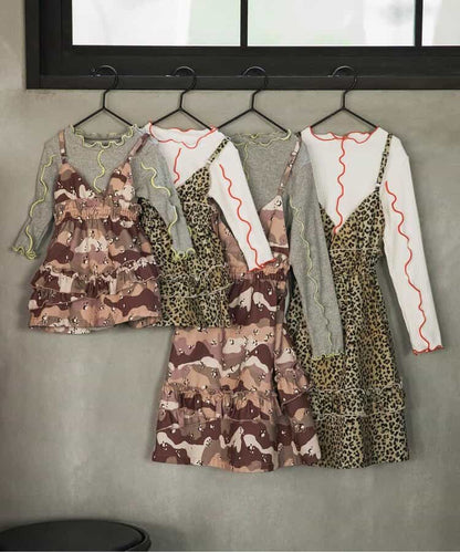 日本童裝 BREEZE 迷彩/豹紋兩件式連身裙 70-80cm 女童款 初生嬰兒 秋季 TOPS DRESSES