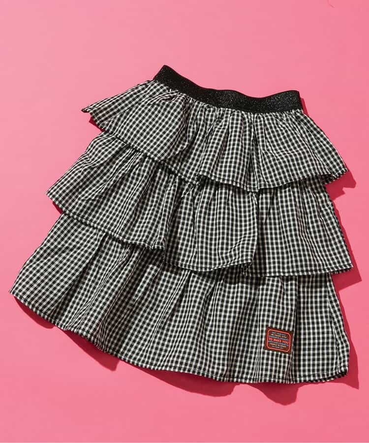 日本童裝 BREEZE 格子荷葉邊裙 80-140cm 女童款 秋季 SKIRTS 聖誕紅/新年紅