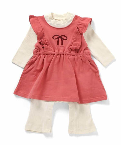 日本童裝 BREEZE 假兩件連衣 70-80cm 女童款 初生嬰兒 秋季 Jumpsuit