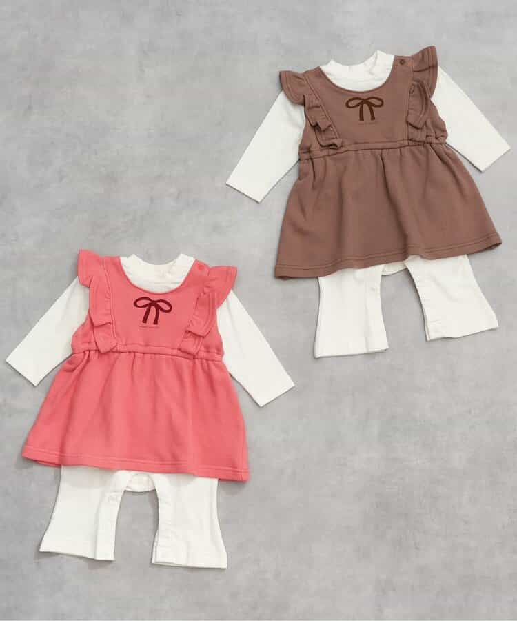 日本童裝 BREEZE 假兩件連衣 70-80cm 女童款 初生嬰兒 秋季 Jumpsuit