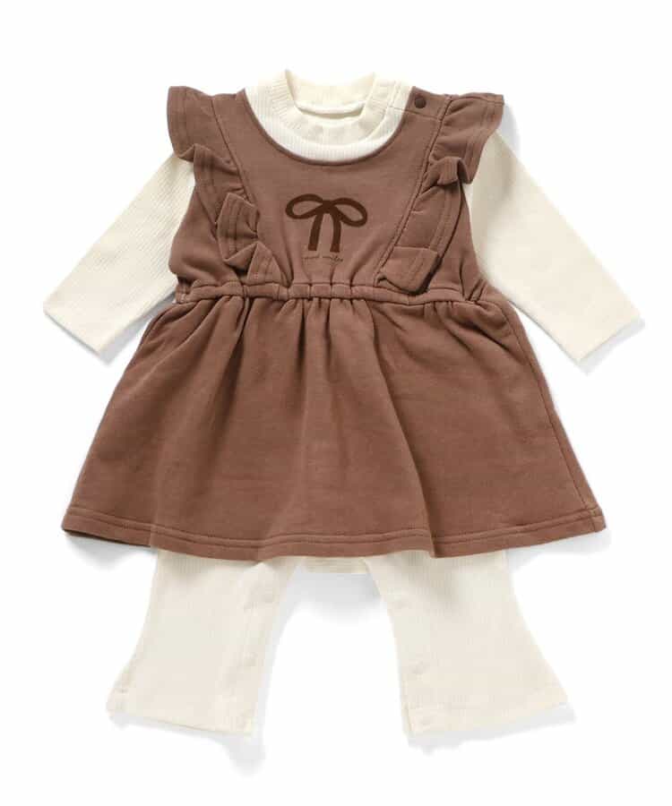日本童裝 BREEZE 假兩件連衣 70-80cm 女童款 初生嬰兒 秋季 Jumpsuit