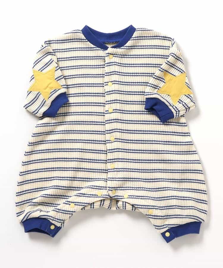日本童裝 BREEZE 華夫格補丁連衣 60-80cm 男童款/女童款 初生嬰兒 秋季 Jumpsuit