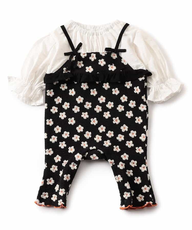 日本童裝 BREEZE 假兩件提花連衣 70-80cm 男童款/女童款 初生嬰兒 秋季 Jumpsuit