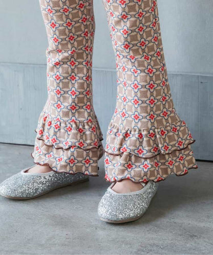 日本童裝 BREEZE 復古花紋荷葉邊長褲 80-140cm 女童款 秋季 PANTS
