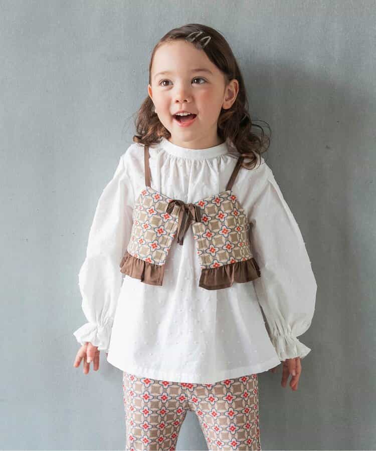 日本童裝 BREEZE 提花兩件套上衣 80-140cm 女童款 秋季 TOPS