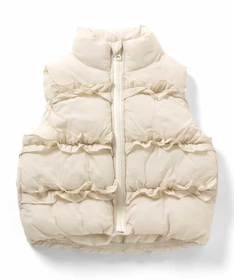 日本童裝 BREEZE 荷葉邊加厚背心外套 80-140cm 女童款 秋季 OUTERWEAR