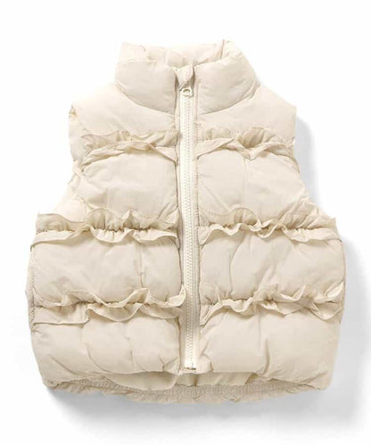 日本童裝 BREEZE 荷葉邊加厚背心外套 80-140cm 女童款 秋季 OUTERWEAR