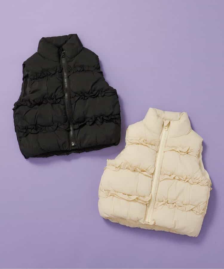 日本童裝 BREEZE 荷葉邊加厚背心外套 80-140cm 女童款 秋季 OUTERWEAR