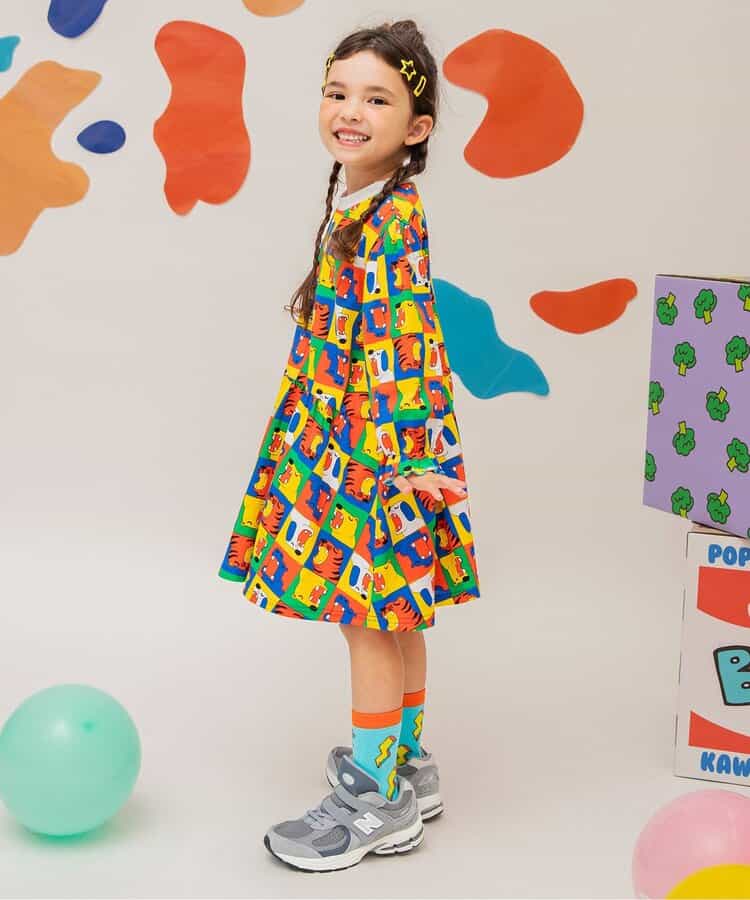 日本童裝 BREEZE 獨特全印花連身裙 80-130cm 女童款  秋季 DRESSES