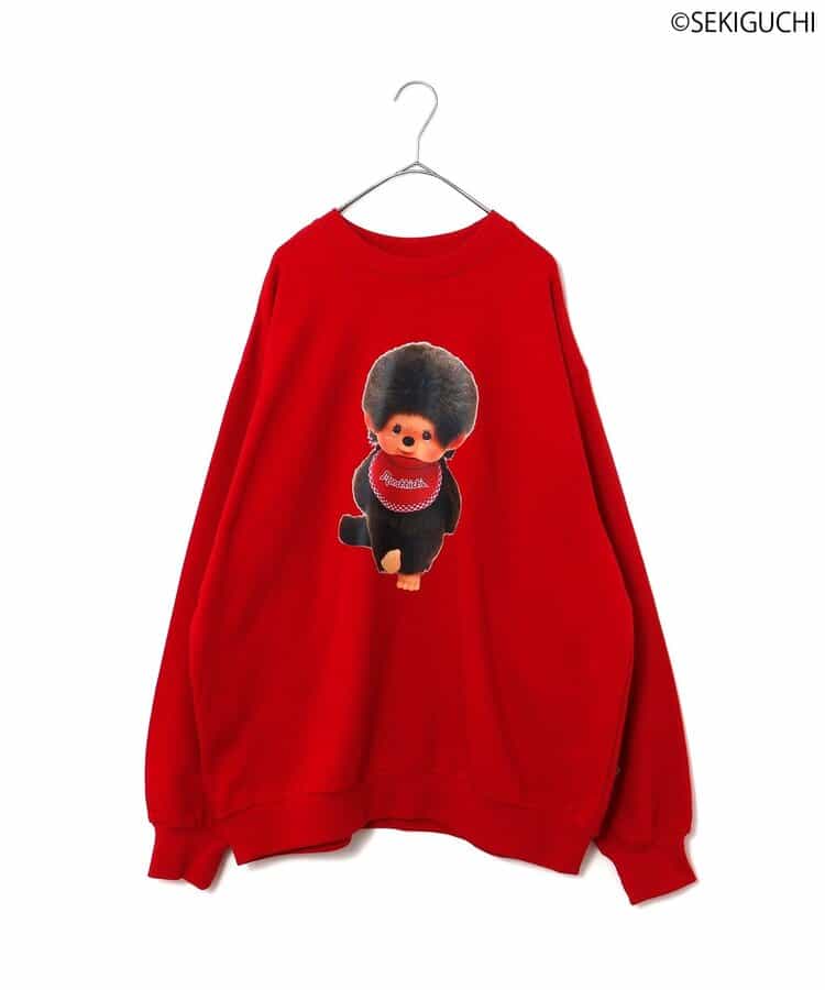 日本童裝 p.premier x Monchhichi 印花衛衣 L 大人款  秋季 TOPS 聖誕紅/新年紅 