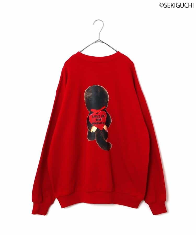 日本童裝 p.premier x Monchhichi 印花衛衣 L 大人款  秋季 TOPS 聖誕紅/新年紅 