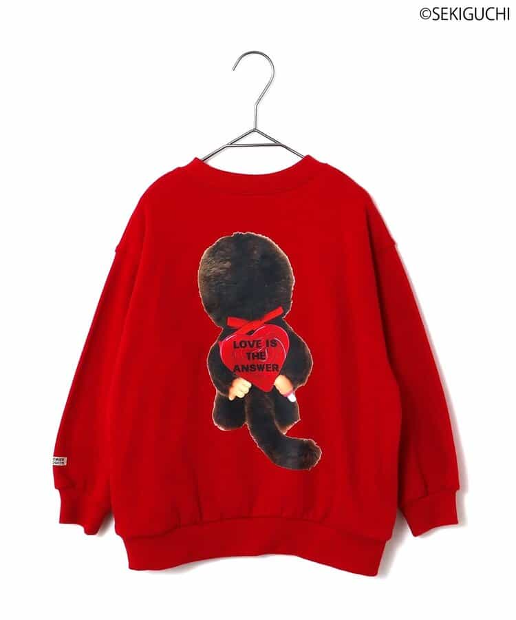 日本童裝 p.premier x Monchhichi 印花衛衣 80-140cm 男童款/女童款 秋季 TOPS 聖誕紅/新年紅 