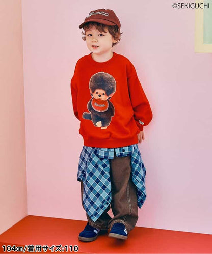 日本童裝 p.premier x Monchhichi 印花衛衣 80-140cm 男童款/女童款 秋季 TOPS 聖誕紅/新年紅 