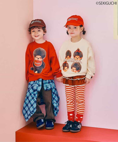 日本童裝 p.premier x Monchhichi 印花衛衣 80-140cm 男童款/女童款 秋季 TOPS 聖誕紅/新年紅 
