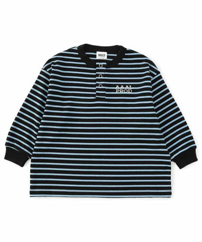 日本童裝 BREEZE 亨利領間條上衣 90-160cm 男童款/女童款 冬季 TOPS