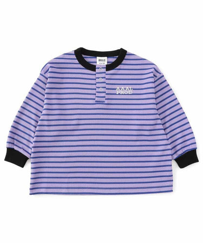 日本童裝 BREEZE 亨利領間條上衣 90-160cm 男童款/女童款 冬季 TOPS