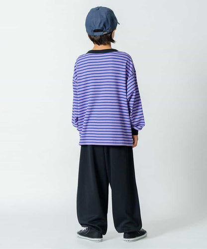 日本童裝 BREEZE 亨利領間條上衣 90-160cm 男童款/女童款 冬季 TOPS