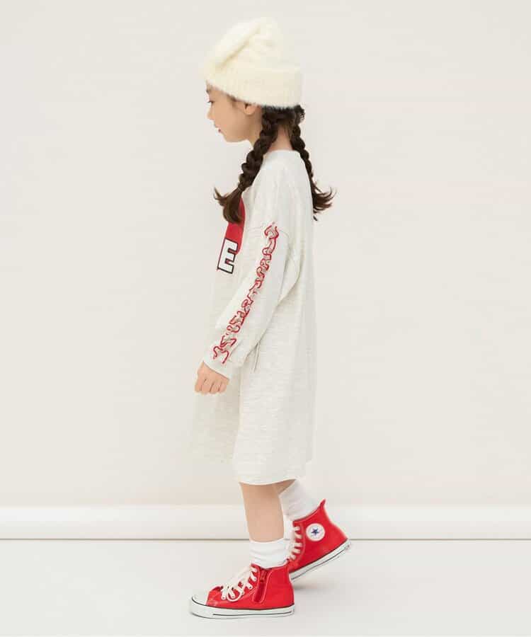 日本童裝 BREEZE 條紋袖荷葉邊連身裙 80-140cm 女童款 冬季 DRESSES