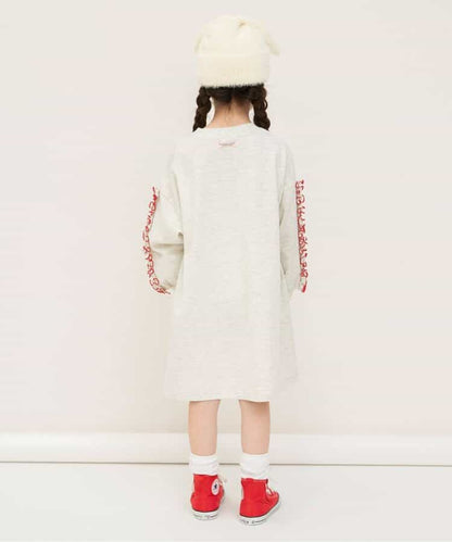 日本童裝 BREEZE 條紋袖荷葉邊連身裙 80-140cm 女童款 冬季 DRESSES