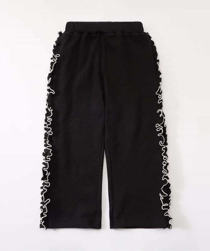 日本童裝 BREEZE 側邊荷葉邊華夫格長褲 80-140cm 女童款 冬季 PANTS