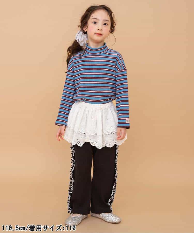 日本童裝 BREEZE 側邊荷葉邊華夫格長褲 80-140cm 女童款 冬季 PANTS