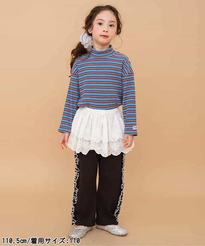 日本童裝 BREEZE 側邊荷葉邊華夫格長褲 80-140cm 女童款 冬季 PANTS