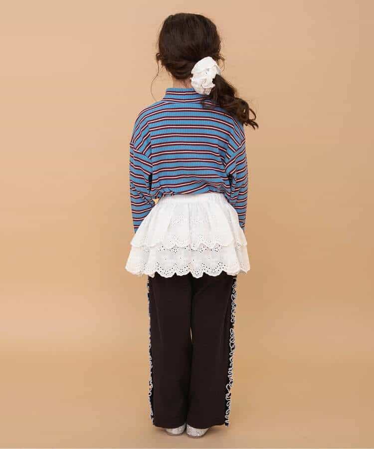 日本童裝 BREEZE 側邊荷葉邊華夫格長褲 80-140cm 女童款 冬季 PANTS