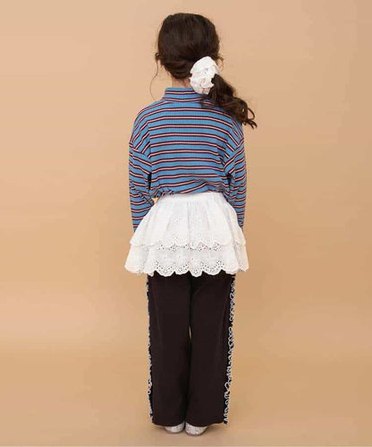 日本童裝 BREEZE 側邊荷葉邊華夫格長褲 80-140cm 女童款 冬季 PANTS