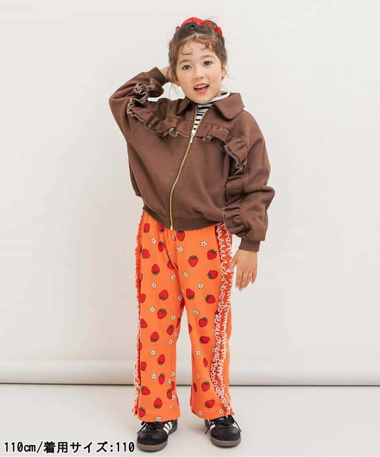 日本童裝 BREEZE 側邊荷葉邊華夫格長褲 80-140cm 女童款 冬季 PANTS