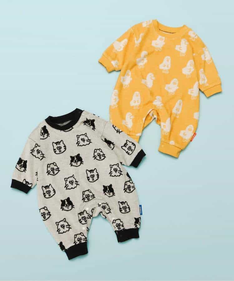 日本童裝 BREEZE 全印花絨連衣 70-80cm 男童款/女童款 初生嬰兒 冬季 Jumpsuit